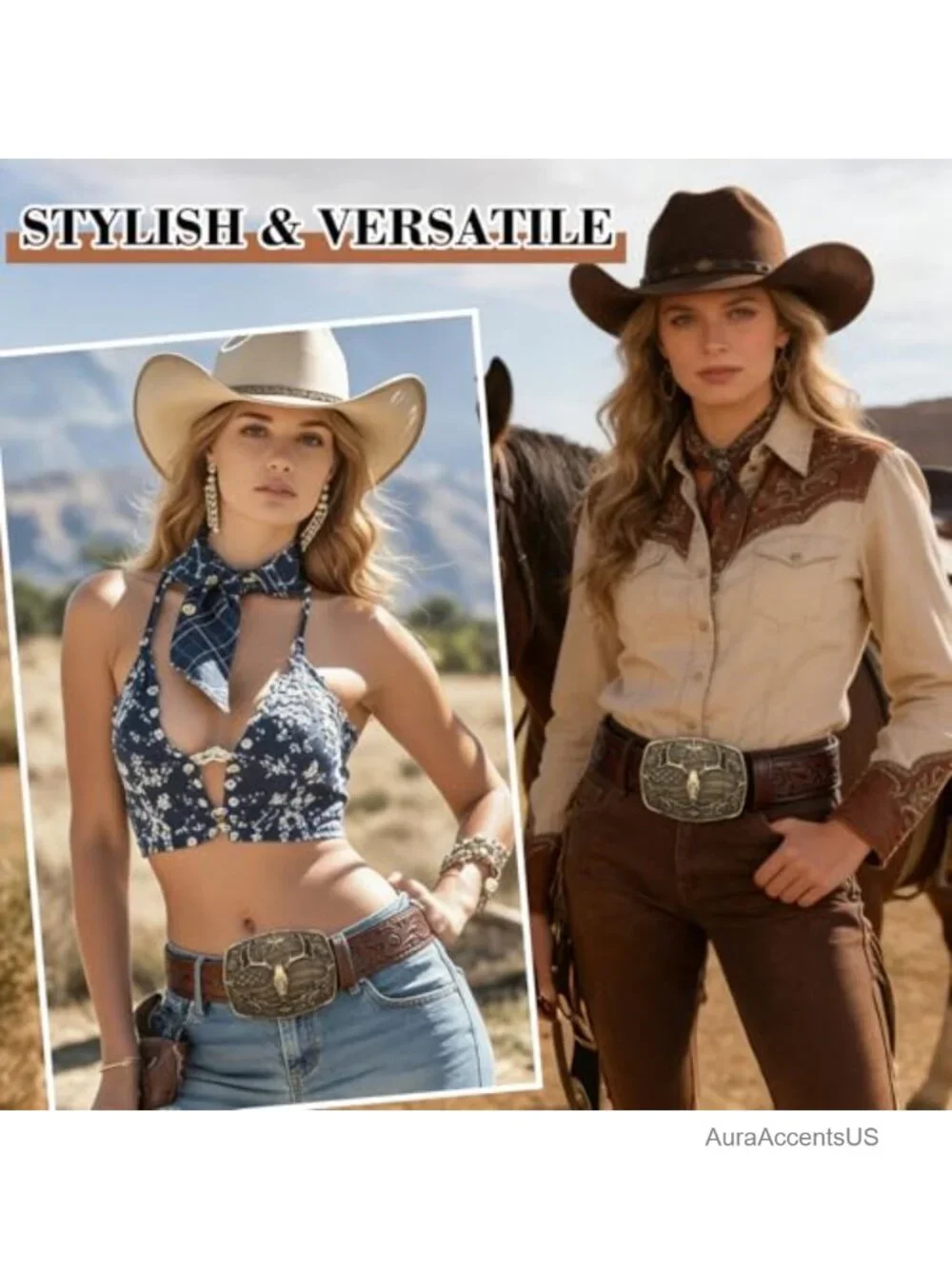 PU Leather Western Belt, Adjustable Cowboy Belt with 3D Buckle